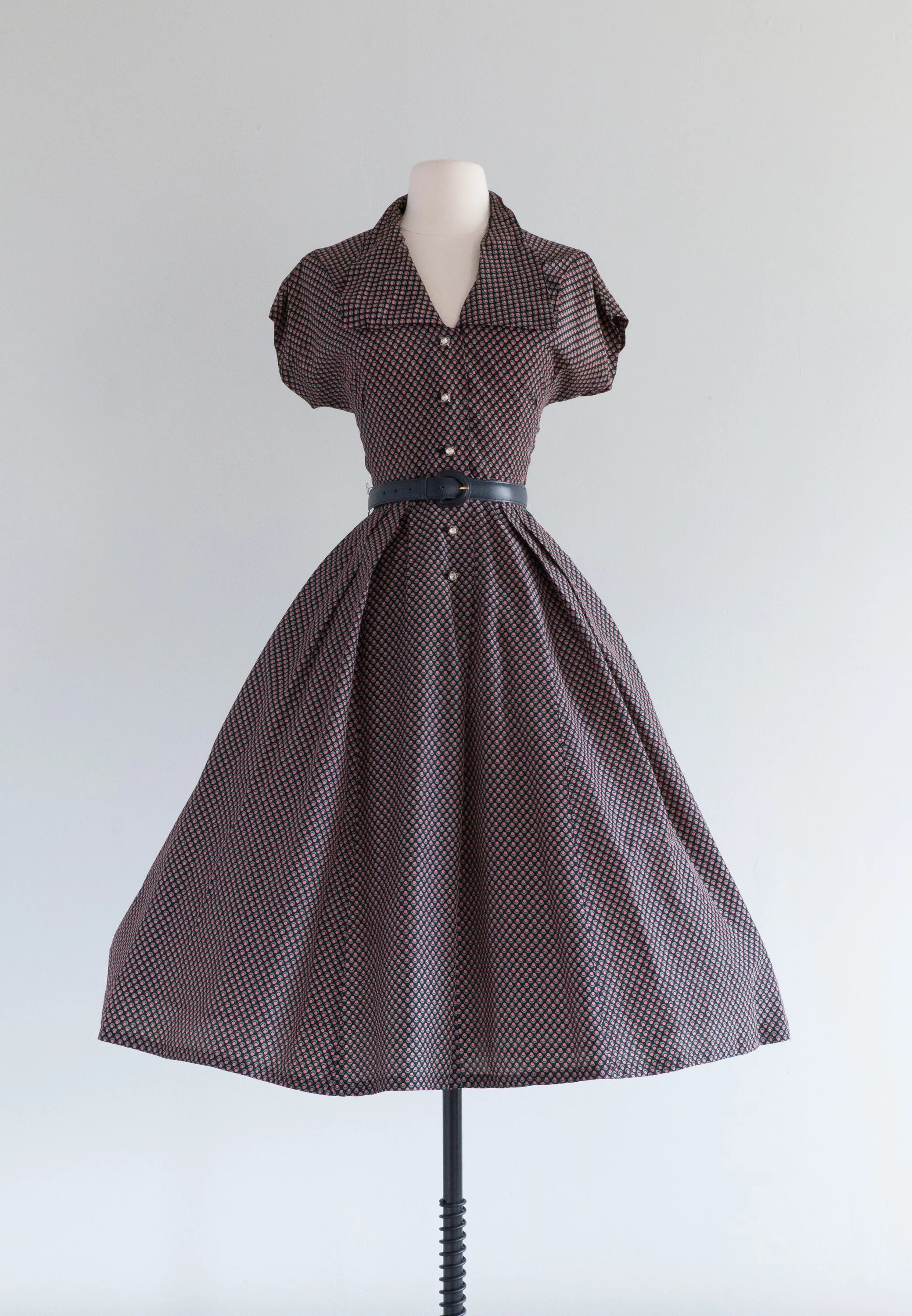 Darling 1950's Rayon Day Dress By R&K Originals / Medium