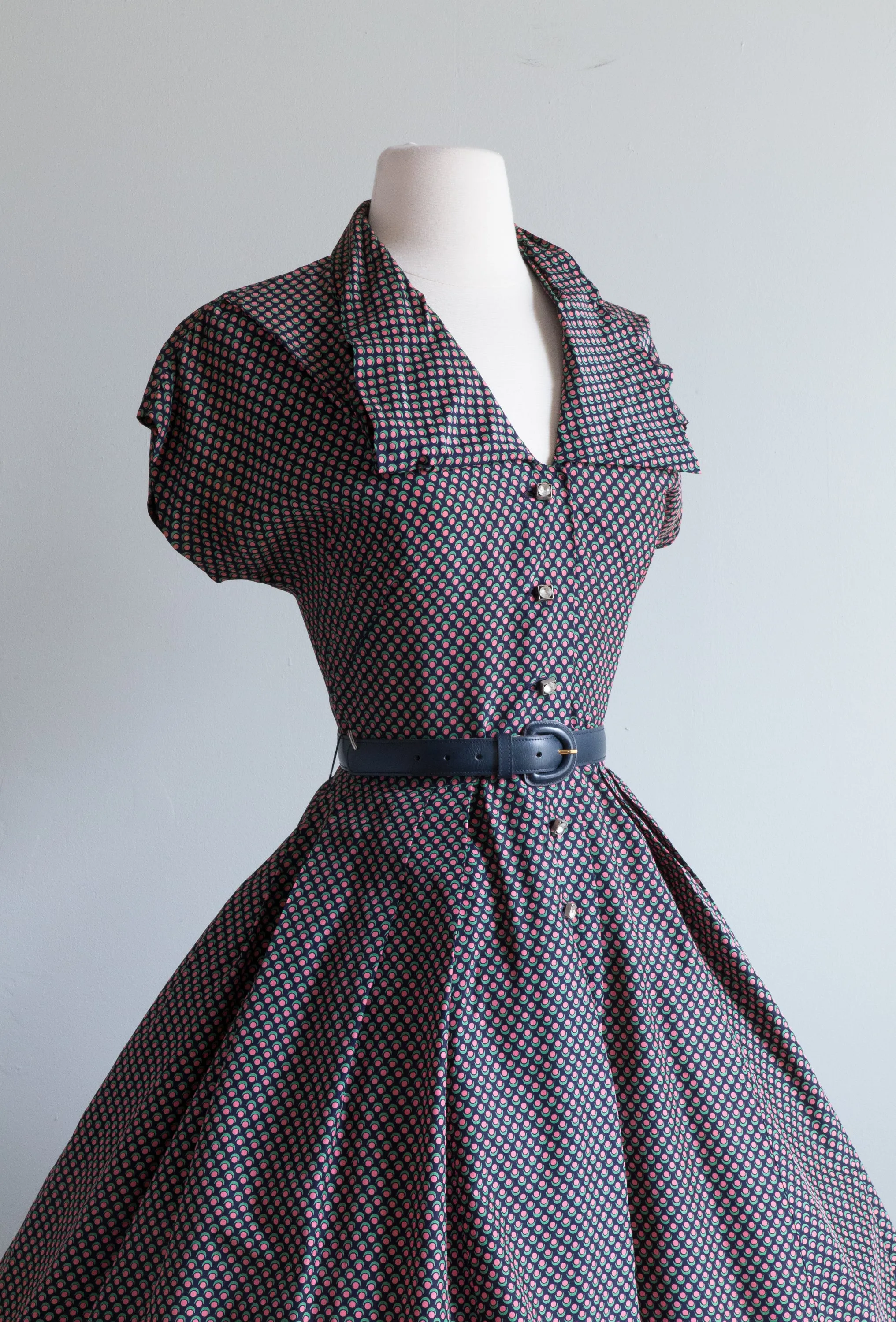 Darling 1950's Rayon Day Dress By R&K Originals / Medium
