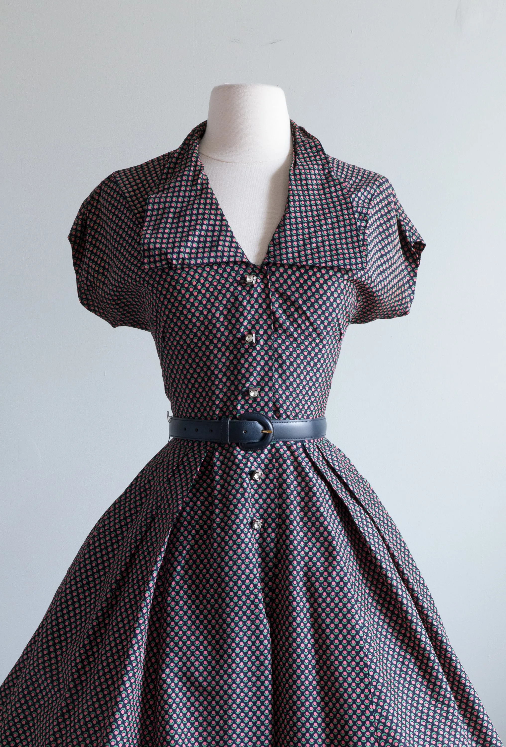 Darling 1950's Rayon Day Dress By R&K Originals / Medium
