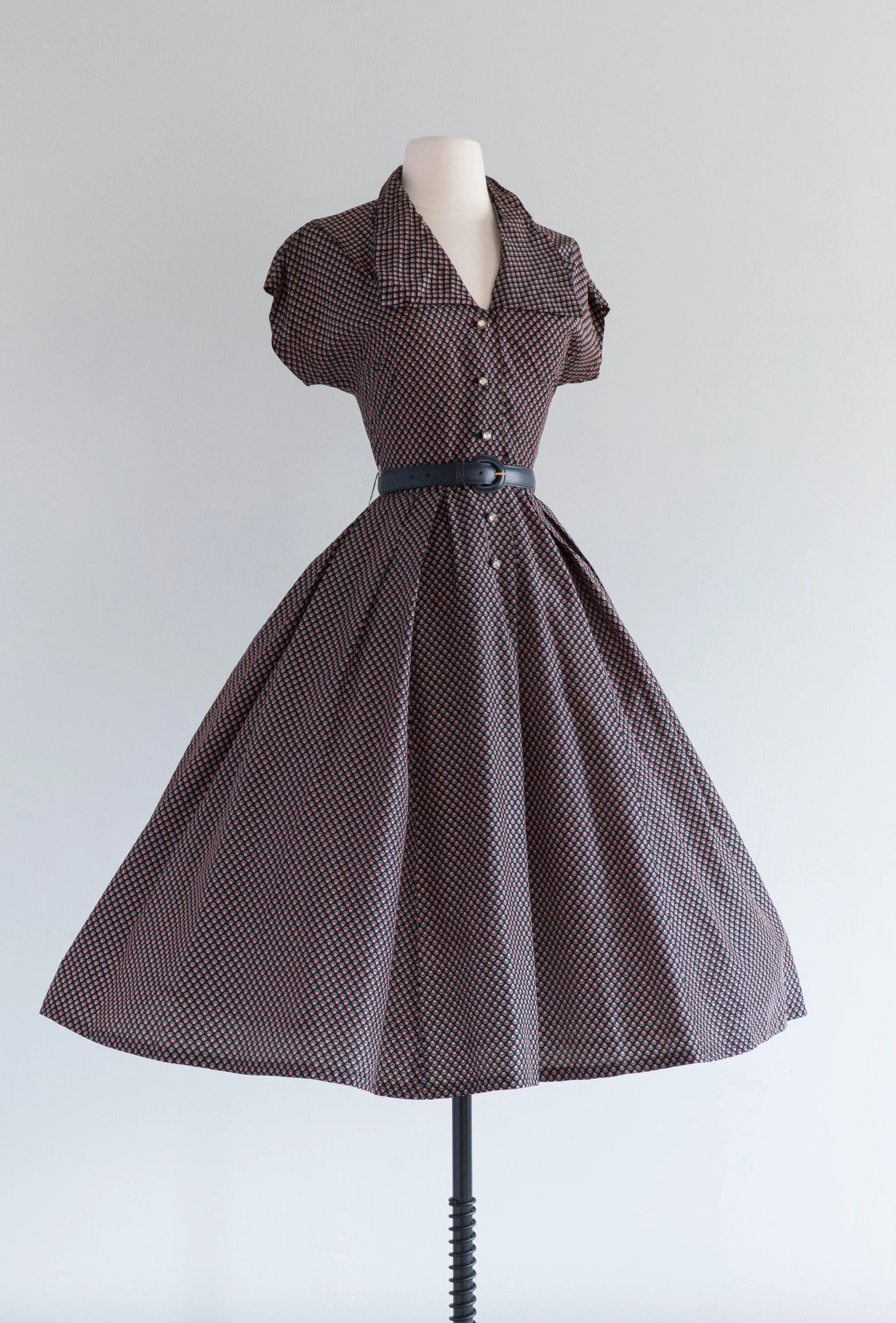 Darling 1950's Rayon Day Dress By R&K Originals / Medium