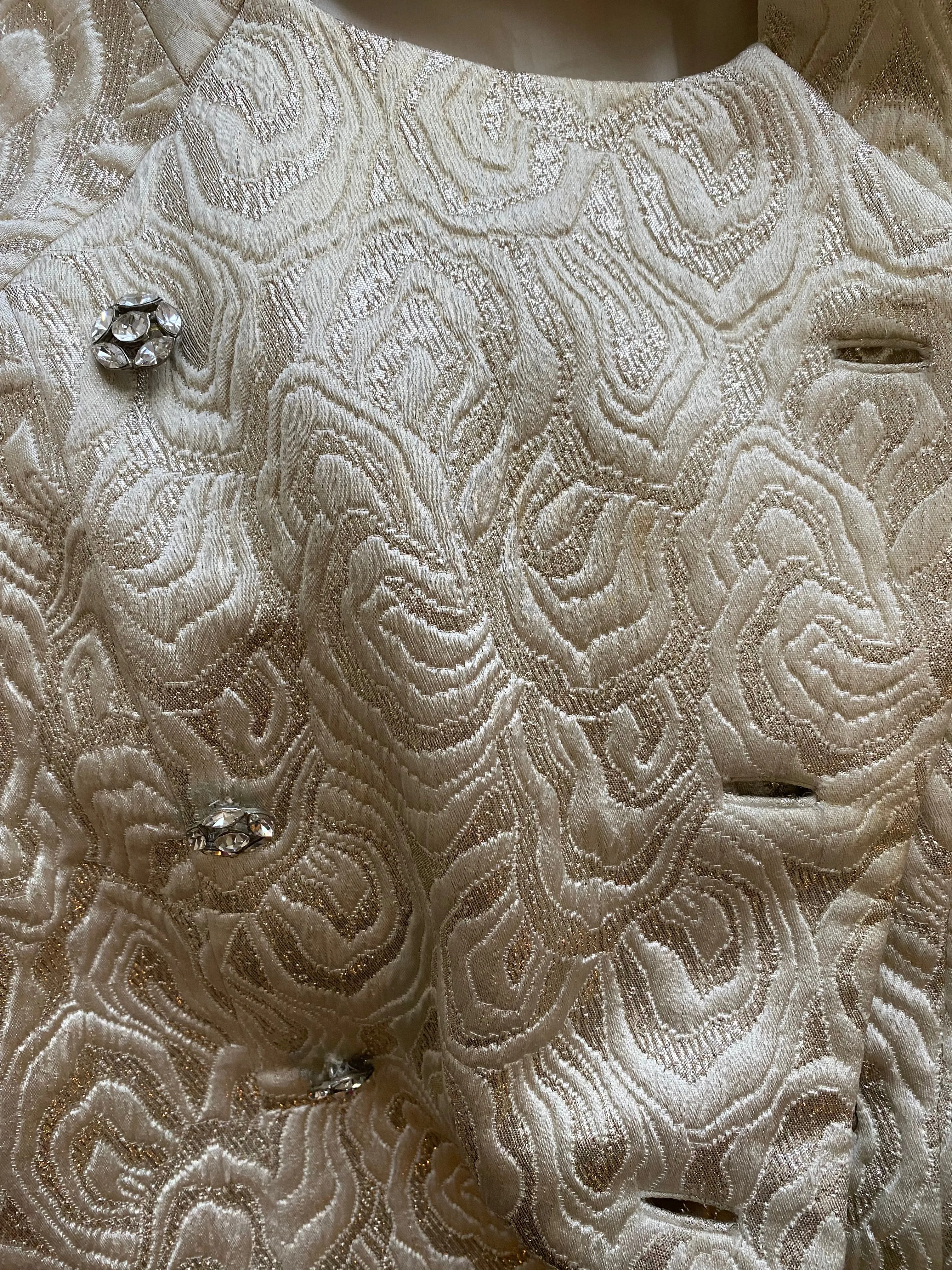 Darling 1960's Metallic Silk Brocade Cocktail Dress / SM