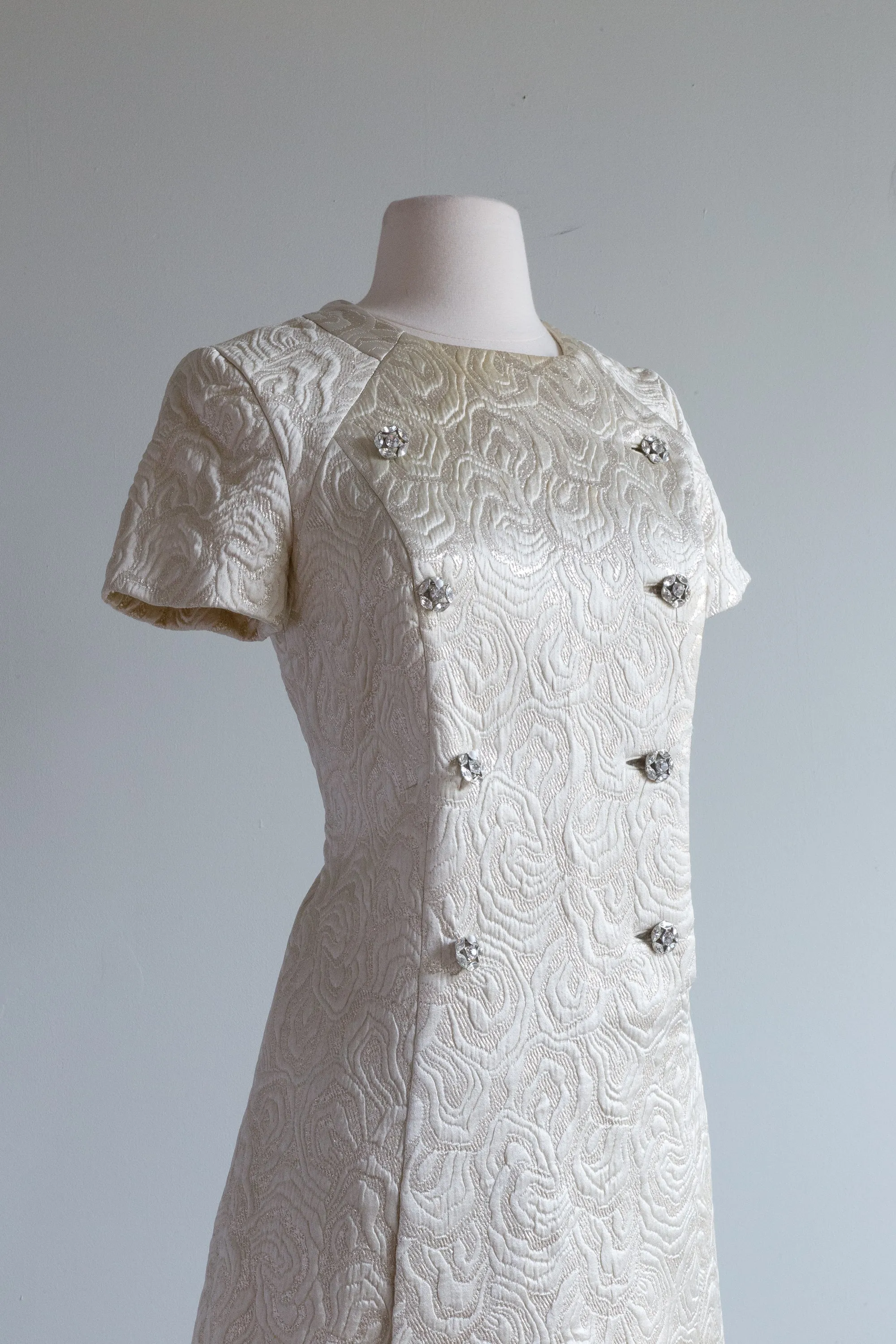 Darling 1960's Metallic Silk Brocade Cocktail Dress / SM