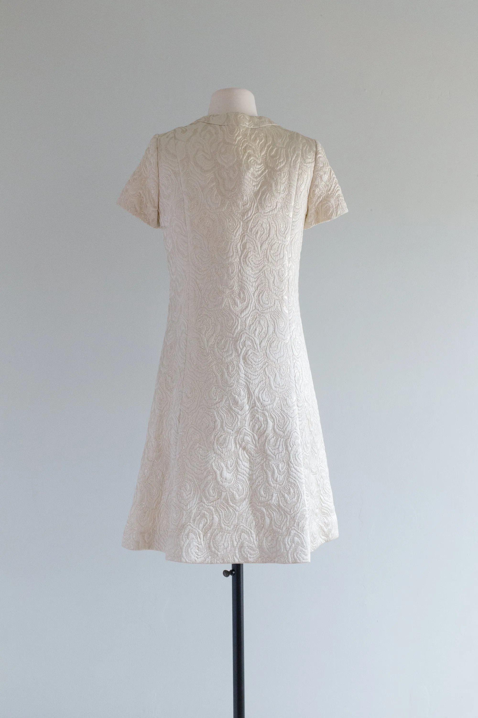 Darling 1960's Metallic Silk Brocade Cocktail Dress / SM