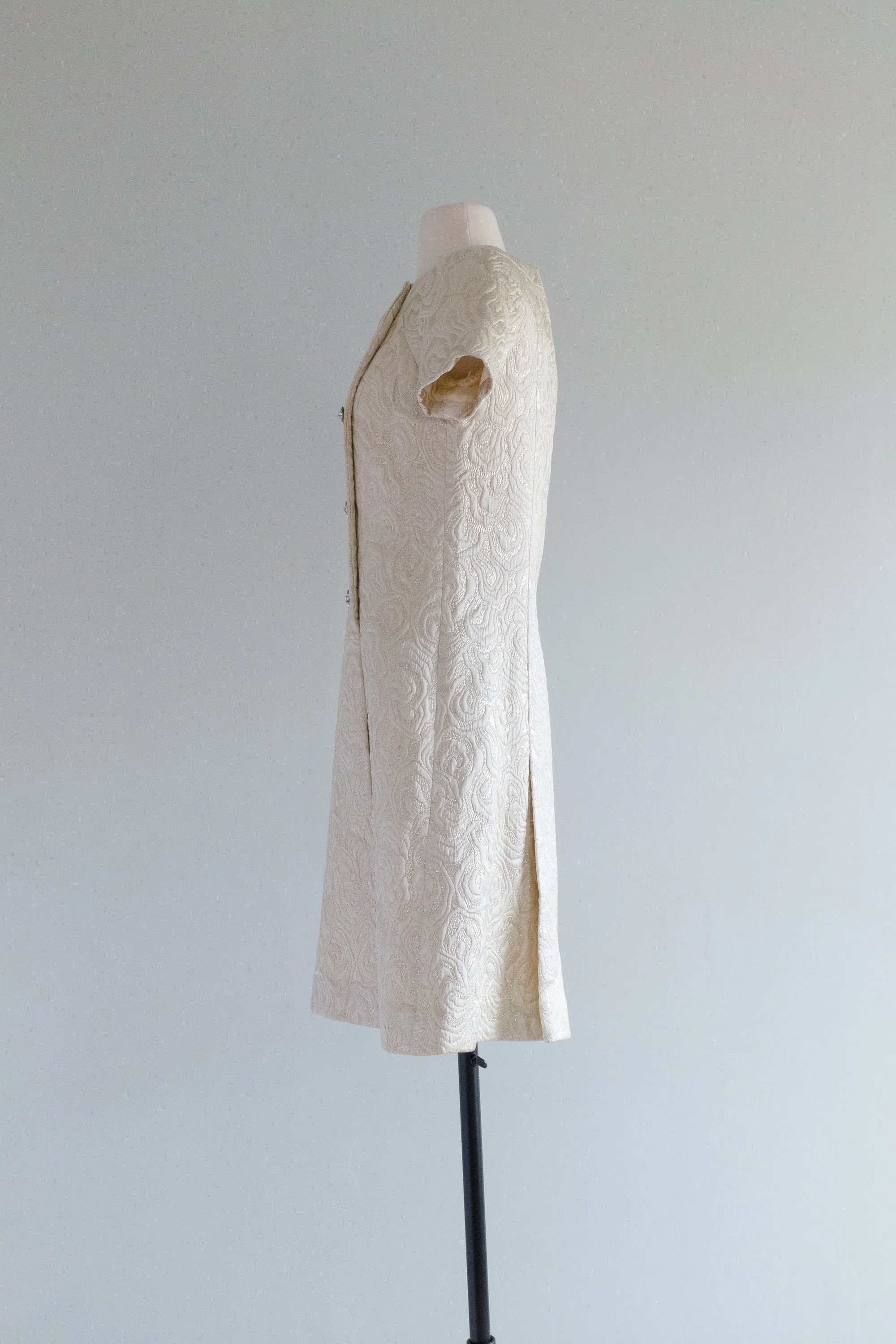 Darling 1960's Metallic Silk Brocade Cocktail Dress / SM