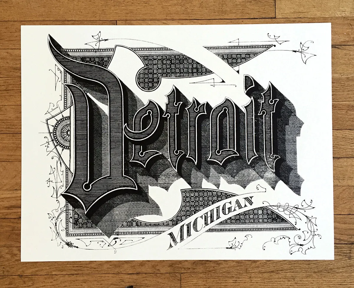 Detroit Art Print, Roaring 20s Script