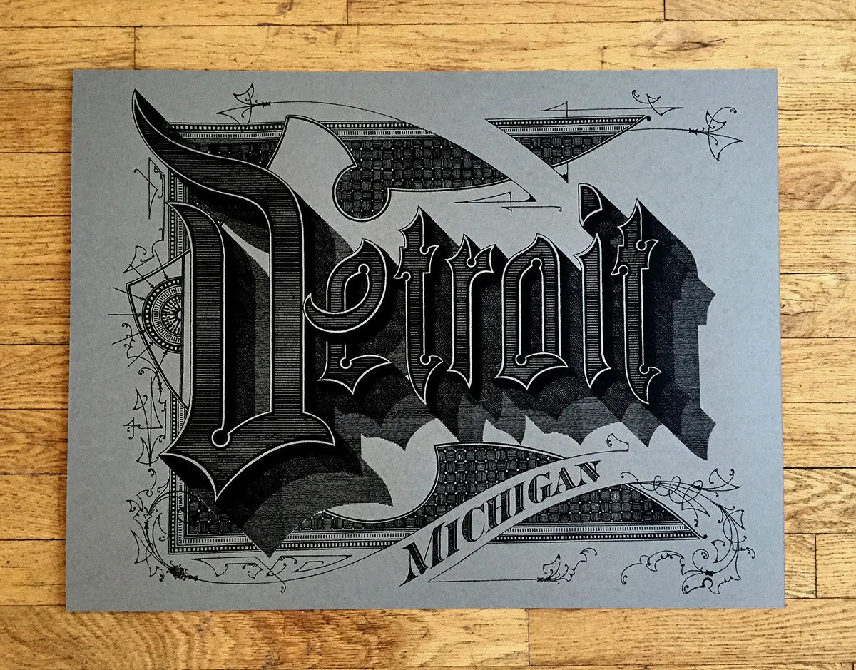 Detroit Art Print, Roaring 20s Script