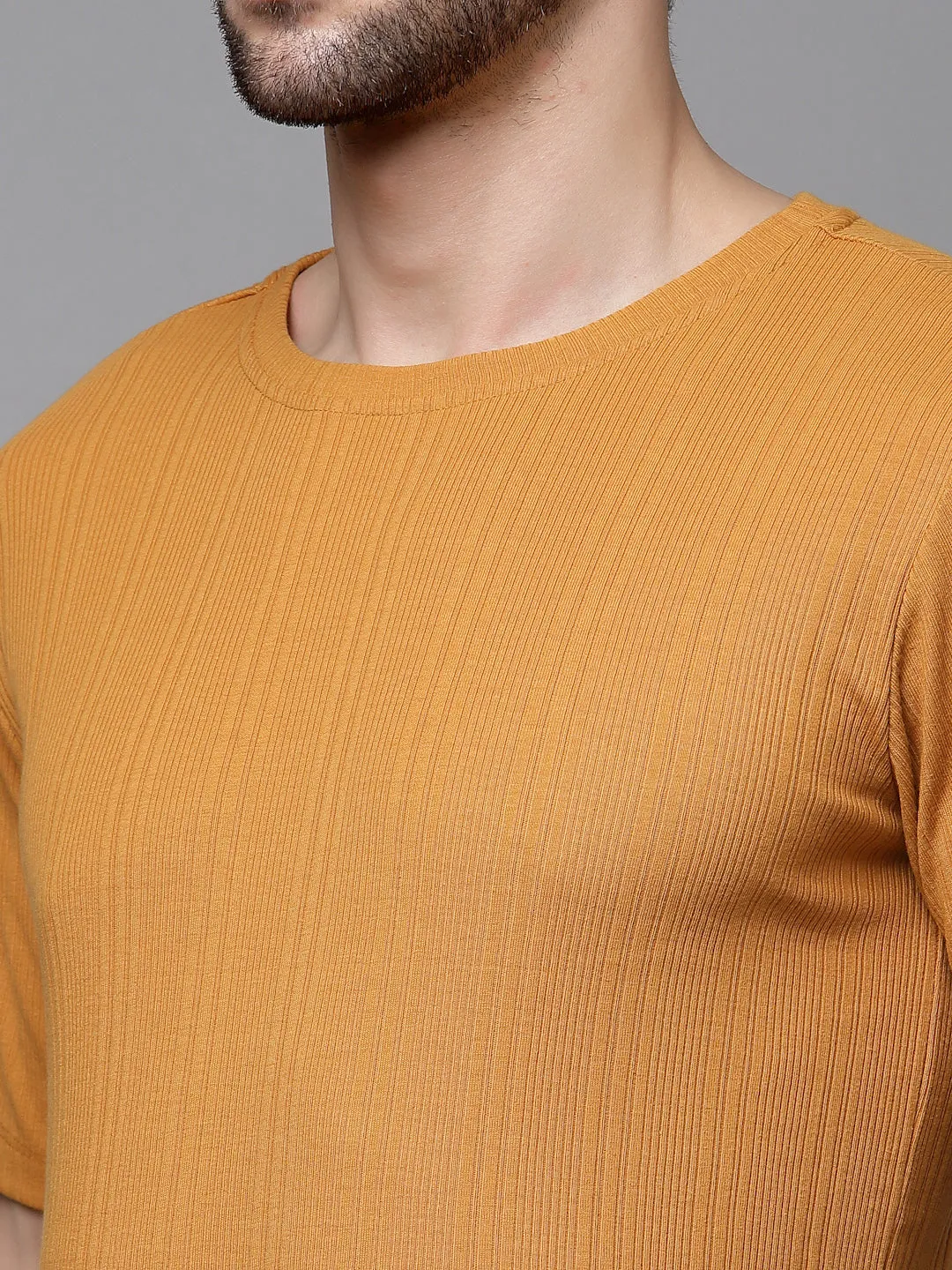 Drop Needle Self Textured Half Sleeves T-shirt
