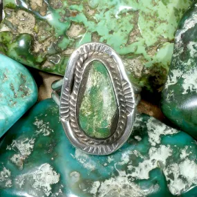 Eccentric Green Turquoise & Coin Silver Ring