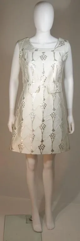 FONTANA ROMA White & Silver Metallic Dress Coat Set Size Small