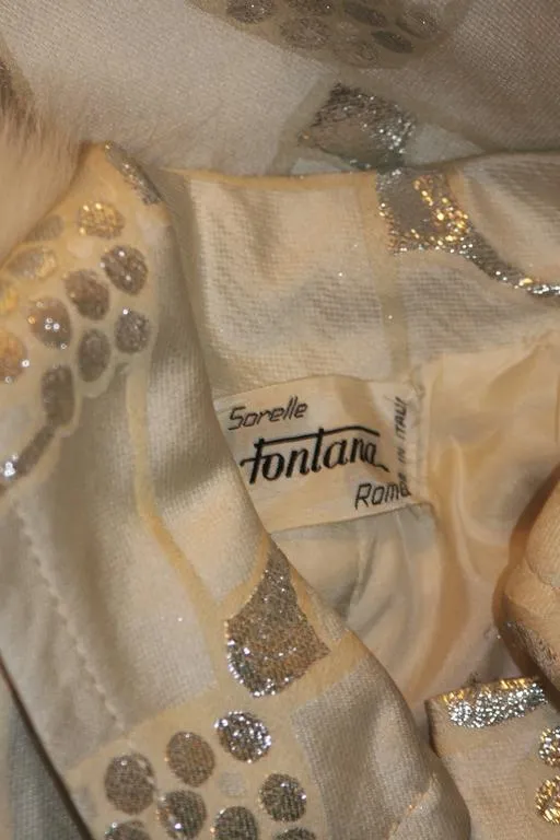 FONTANA ROMA White & Silver Metallic Dress Coat Set Size Small