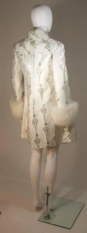 FONTANA ROMA White & Silver Metallic Dress Coat Set Size Small