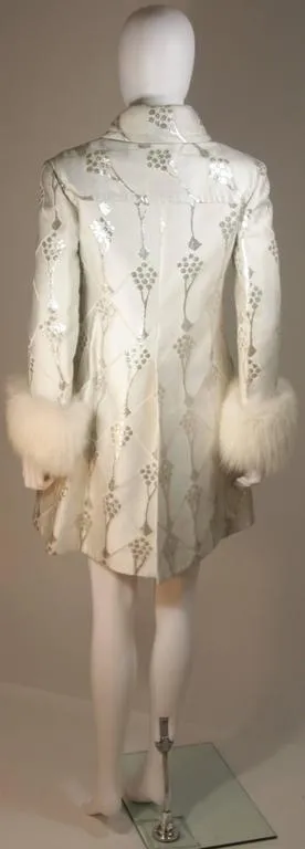 FONTANA ROMA White & Silver Metallic Dress Coat Set Size Small
