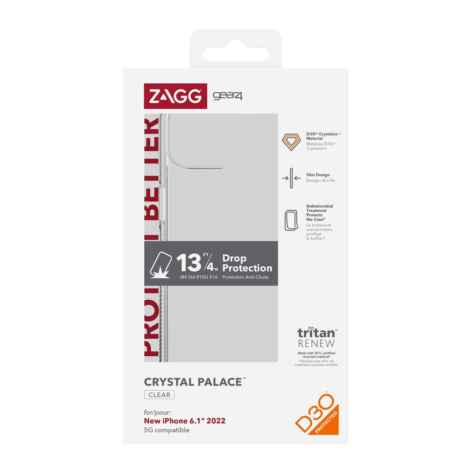 iPhone 14/13 Gear4 D3O Crystal Palace Case - Clear - 15-10079