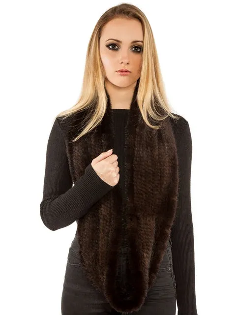 Knitted mink infinity scarf