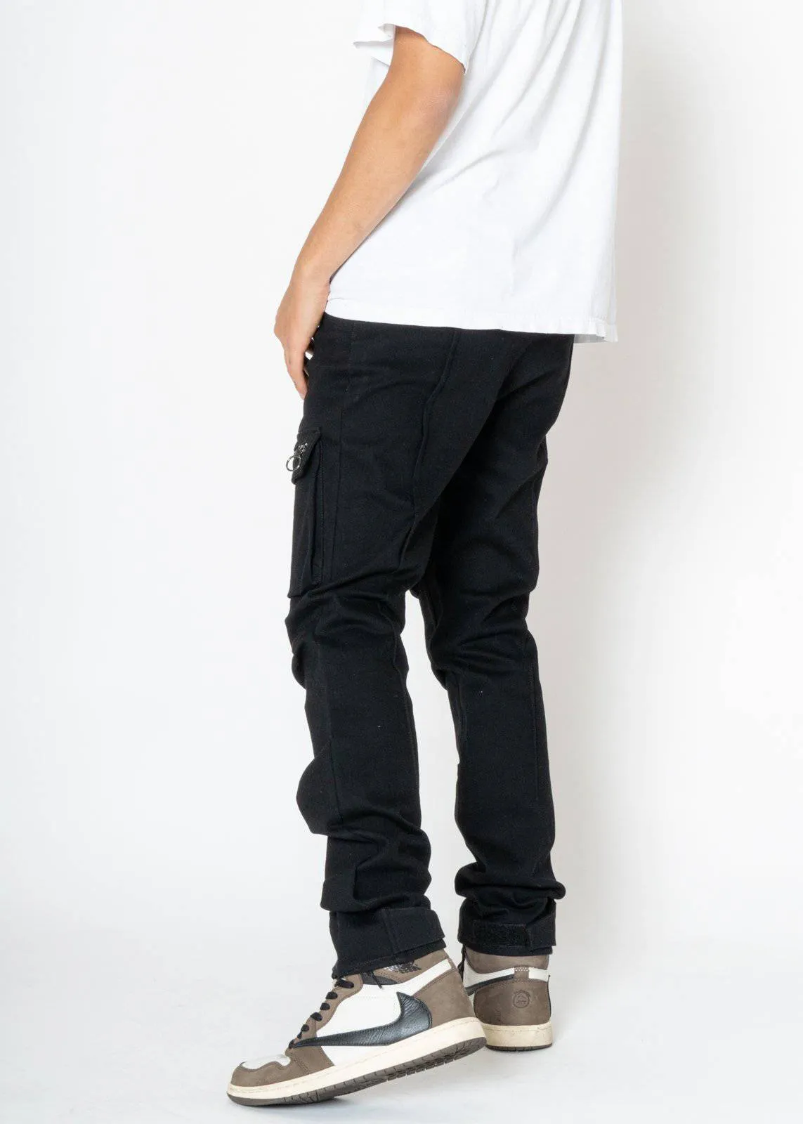 Konus Men's 5 Pocket Slim Pants with Cargo pockets - Black