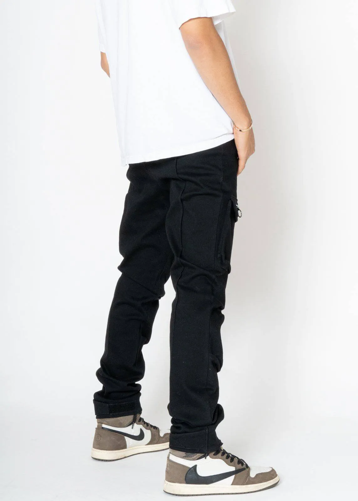 Konus Men's 5 Pocket Slim Pants with Cargo pockets - Black