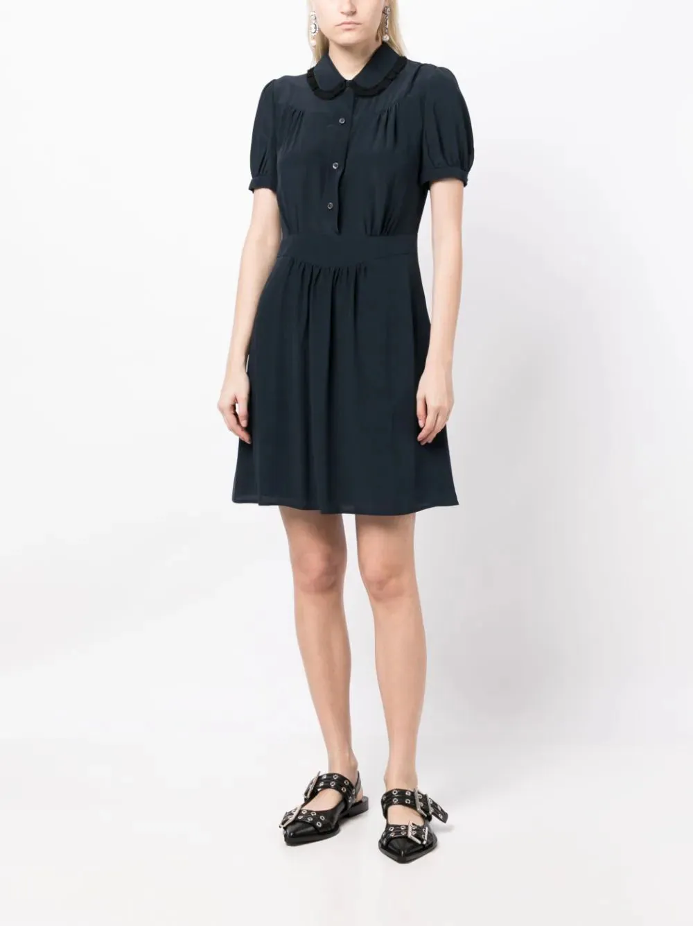 Lace-trim Silk Minidress