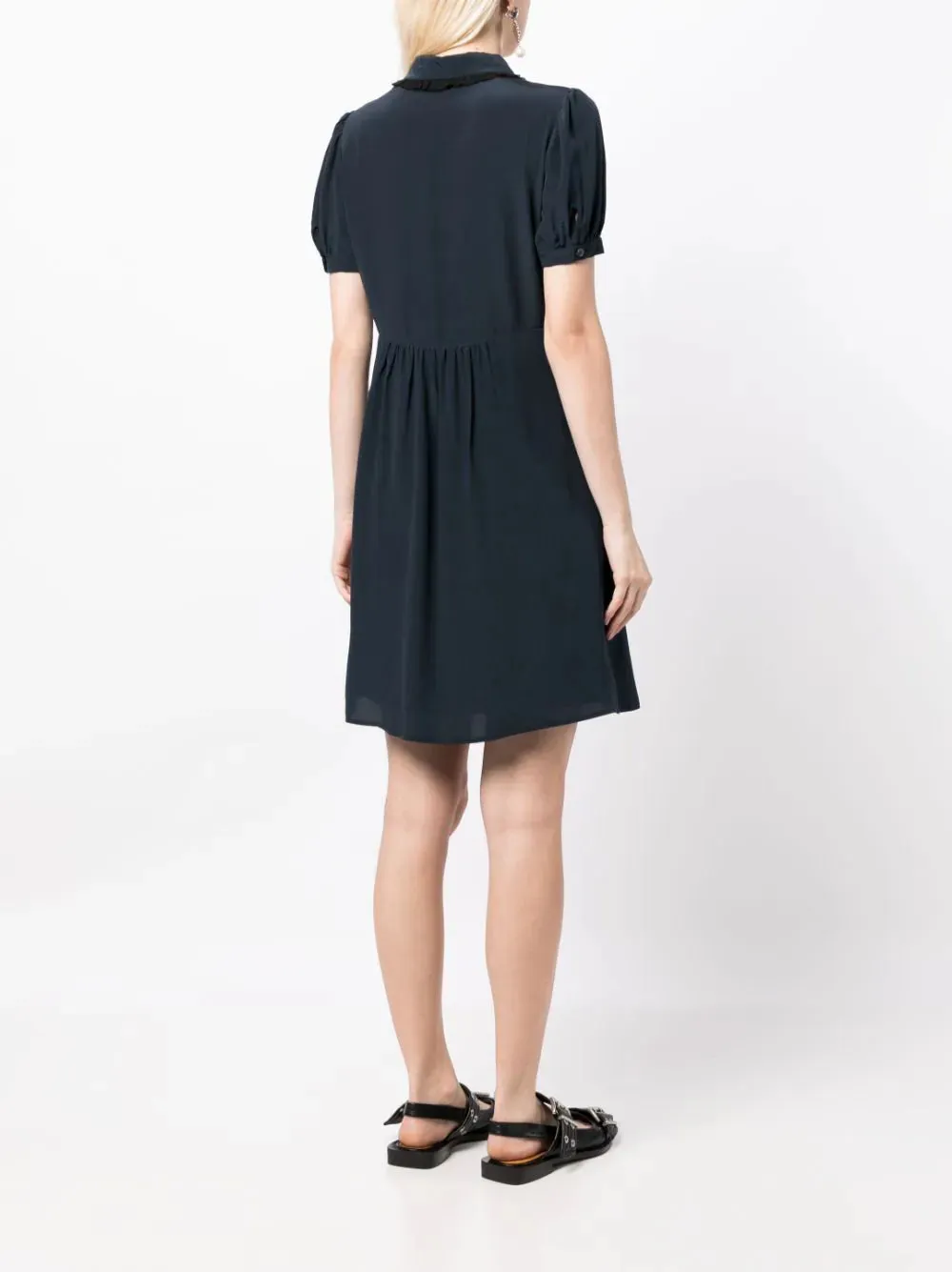 Lace-trim Silk Minidress