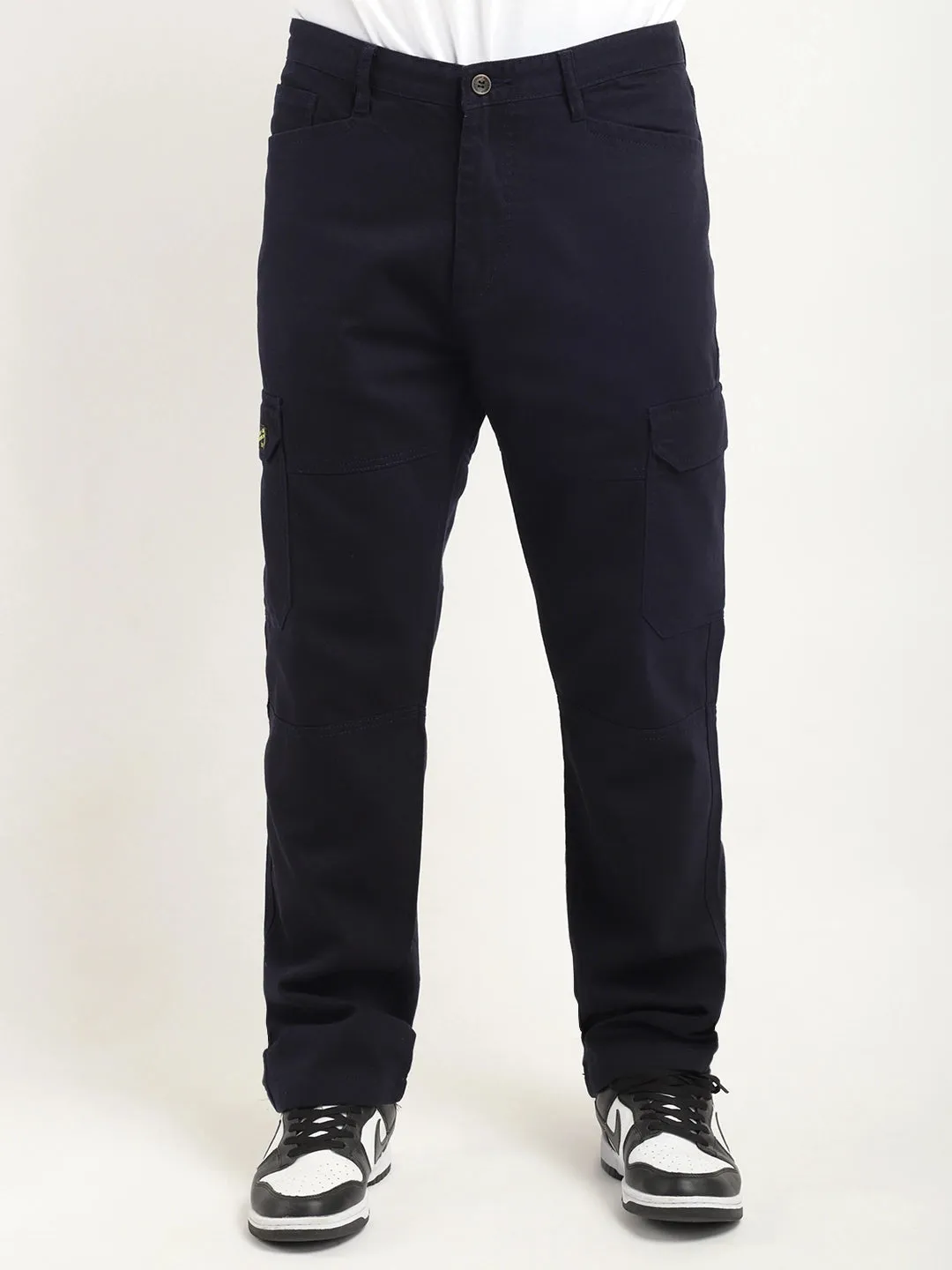 Leo Dark Navy Blue Full Length Plus Size Cargo