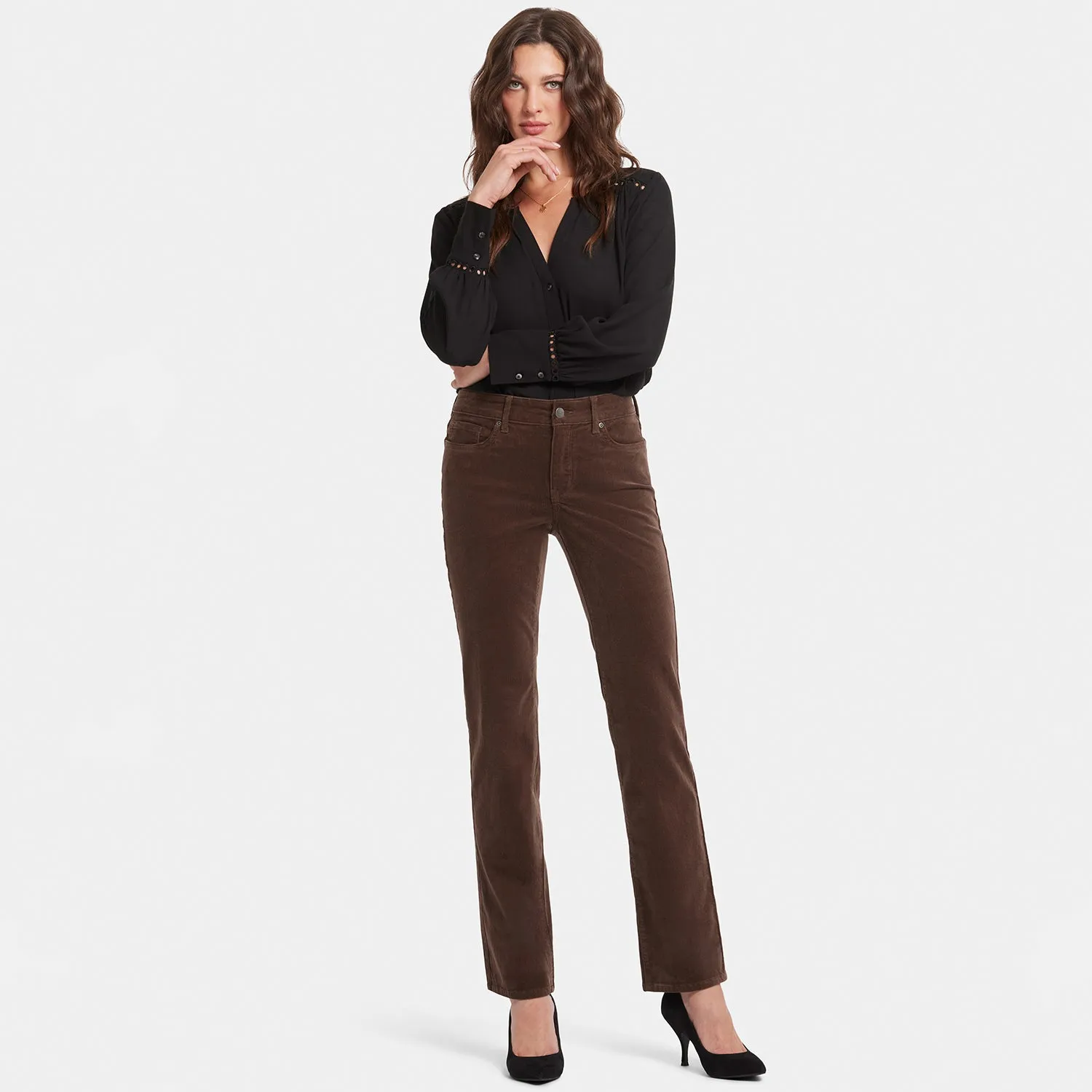 Marilyn Straight Pants In Petite - Coffee Bean