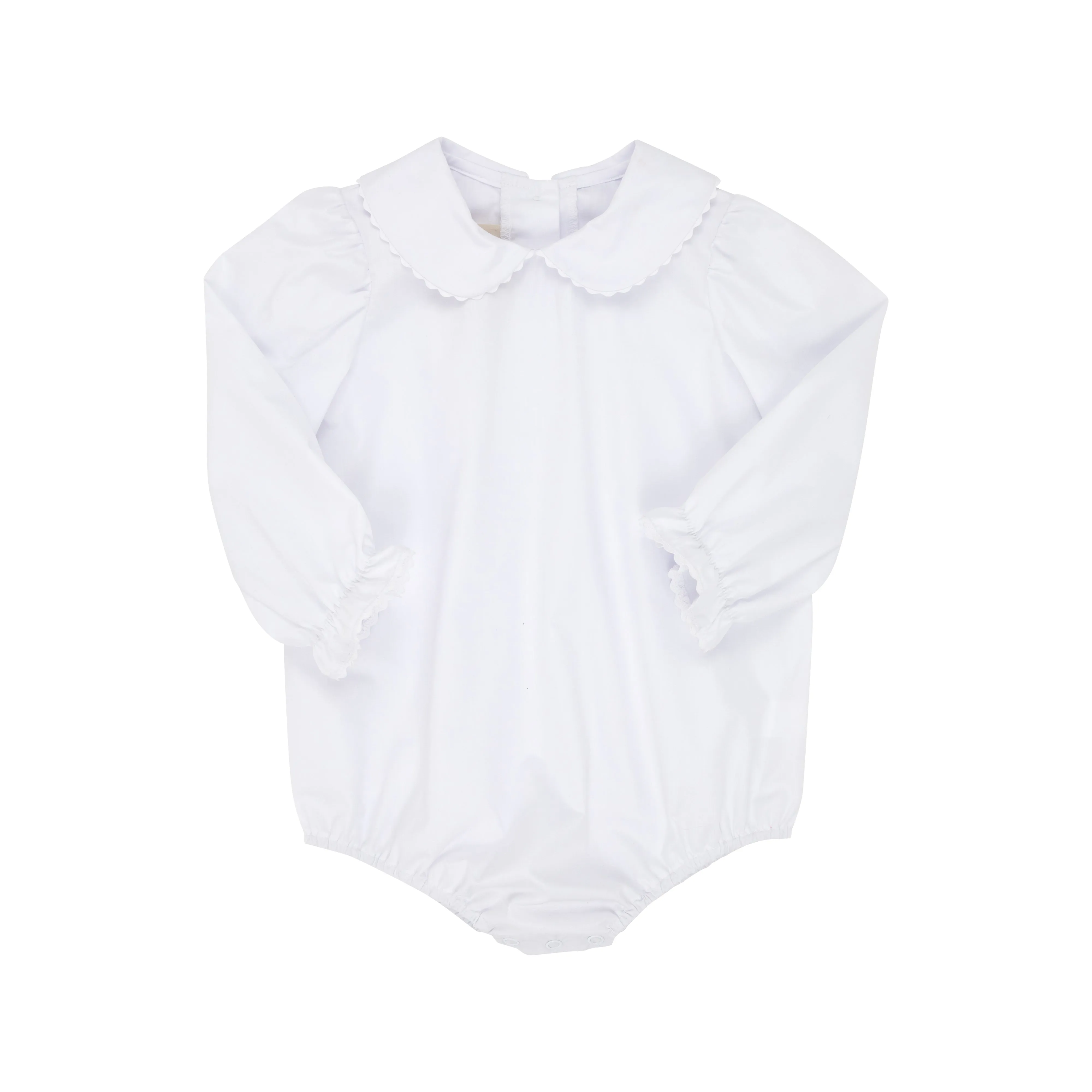Maude's Peter Pan Collar Shirt & Onesie (Long Sleeve Woven) - Worth Avenue White with Ric Rac