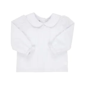 Maude's Peter Pan Collar Shirt & Onesie (Long Sleeve Woven) - Worth Avenue White with Ric Rac
