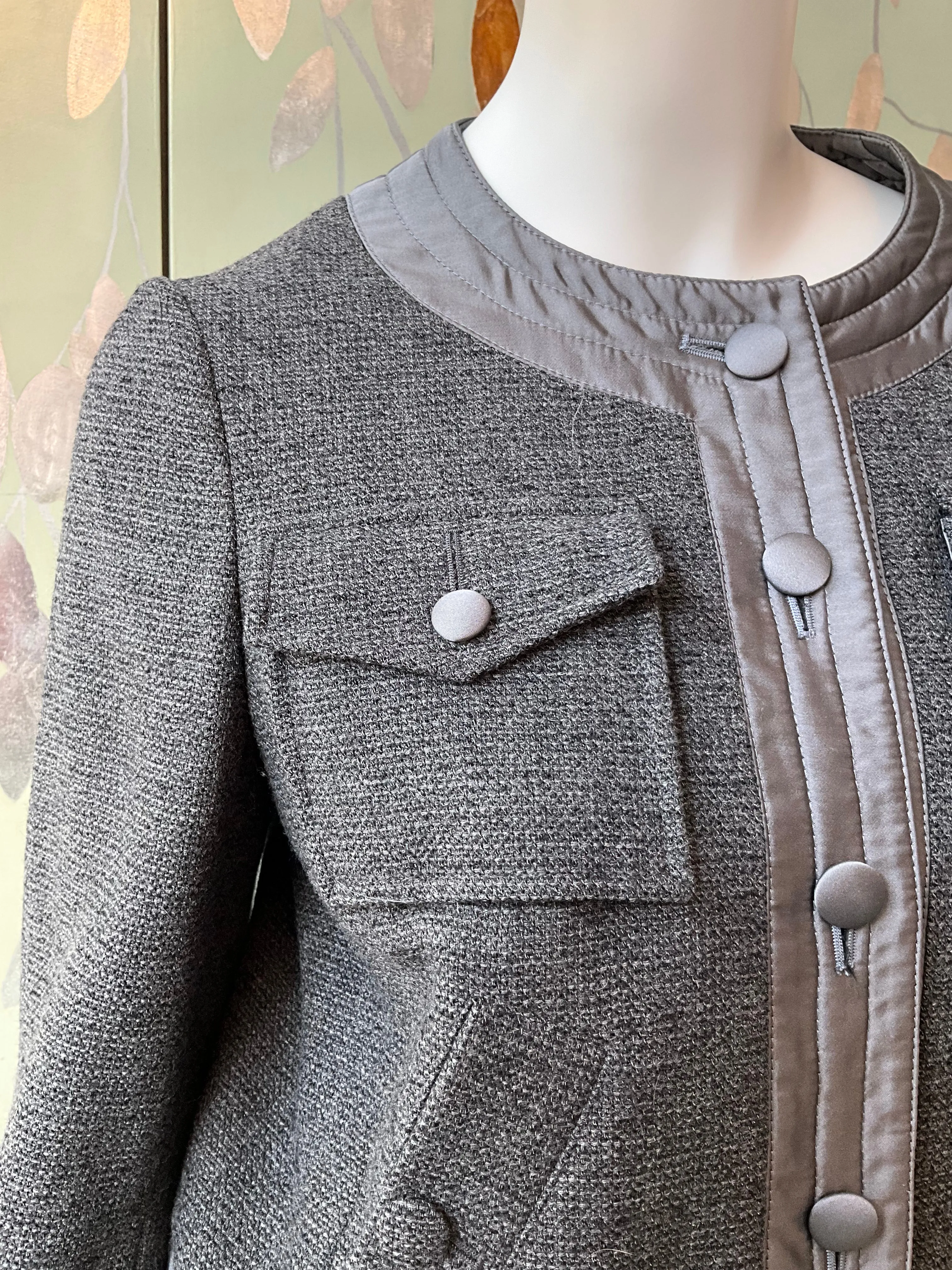 Moschino Grey Wool & Silk Cropped Jacket, Medium