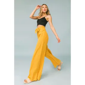 Mustard Striped Wide Leg Pants