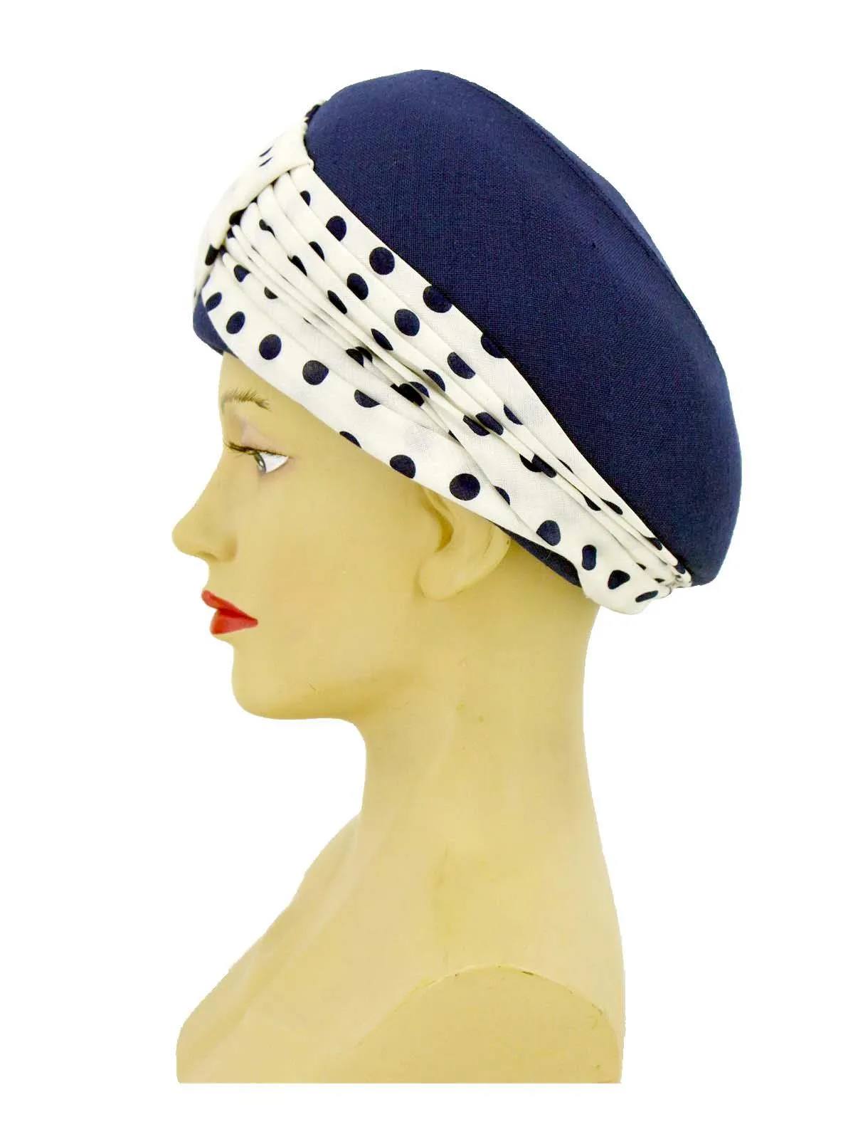 Navy Blue Vintage 1960s Deep Pillbox Hat