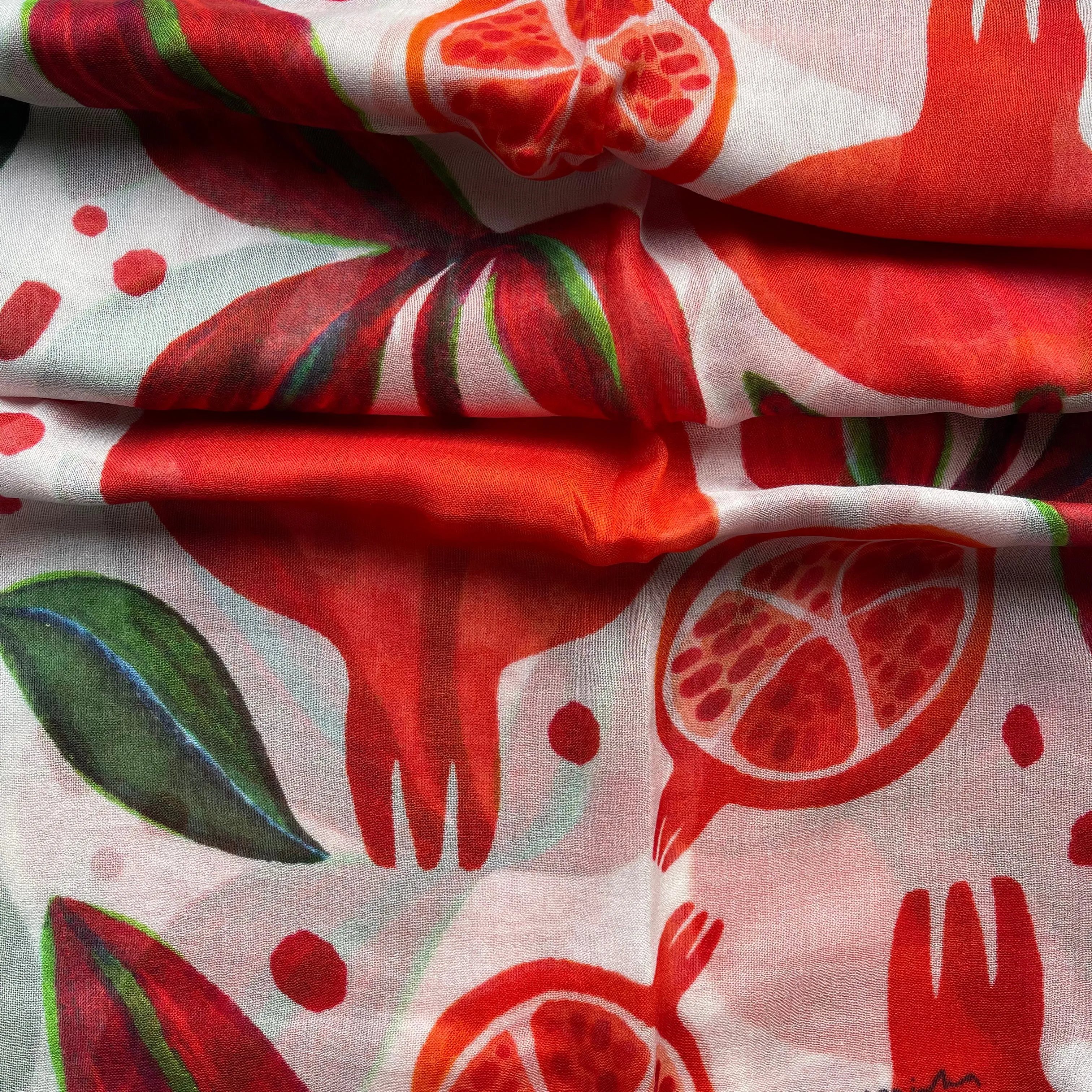 New! Orangey Pomegranates Modal Scarf