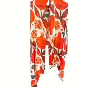 New! Orangey Pomegranates Modal Scarf