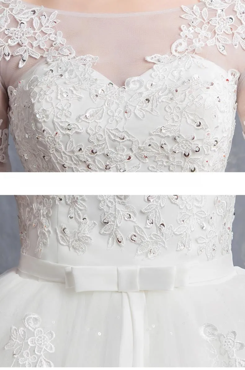 New Vintage Wedding Dress Short Sleeve Gown