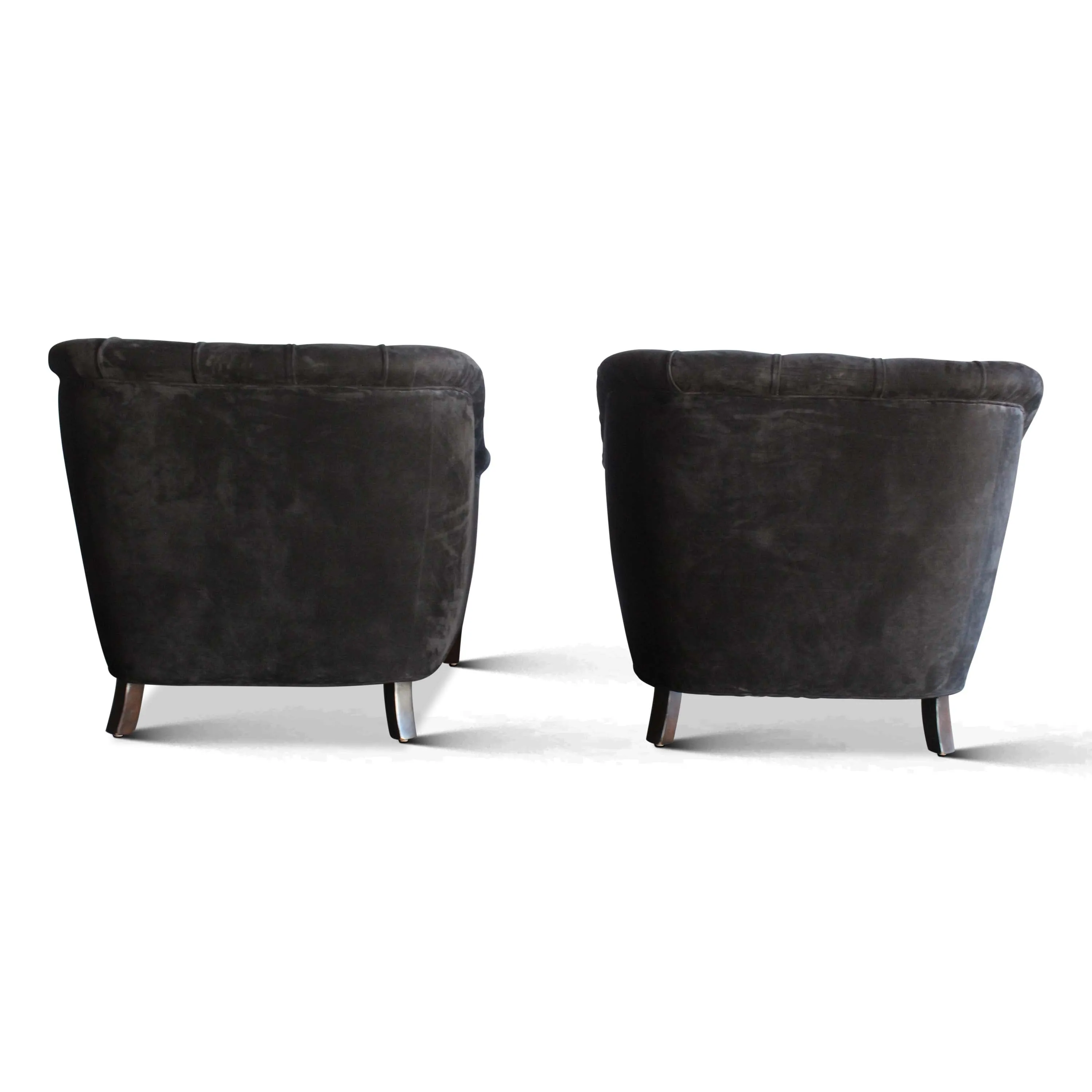 Pair of Tufted Leather Club Chairs