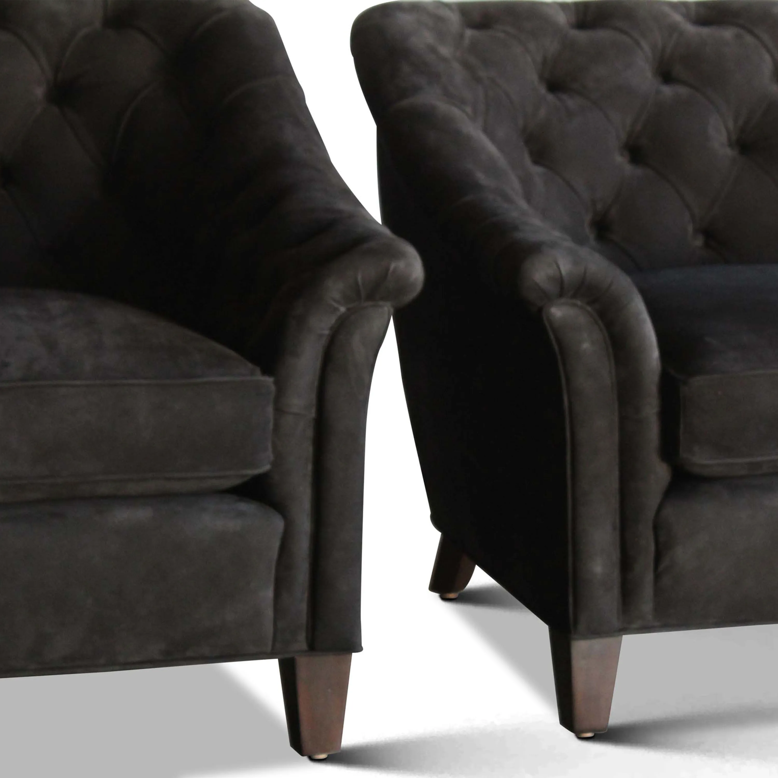 Pair of Tufted Leather Club Chairs