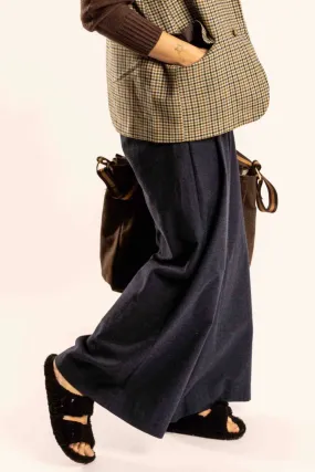 Parigi Flanell Wide Leg Pants in Night Blue - ByAdushka