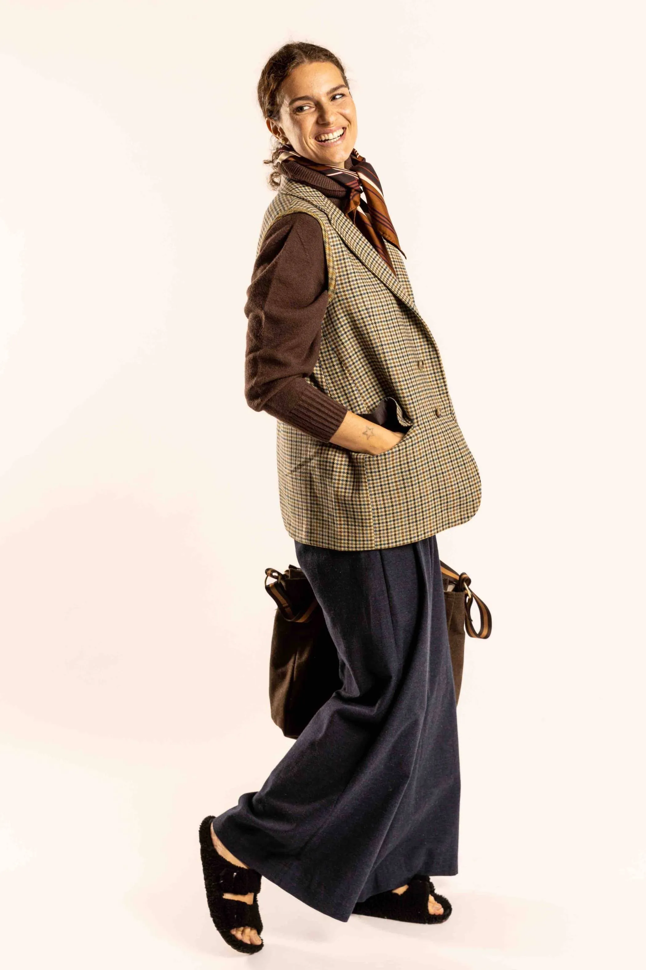 Parigi Flanell Wide Leg Pants in Night Blue - ByAdushka