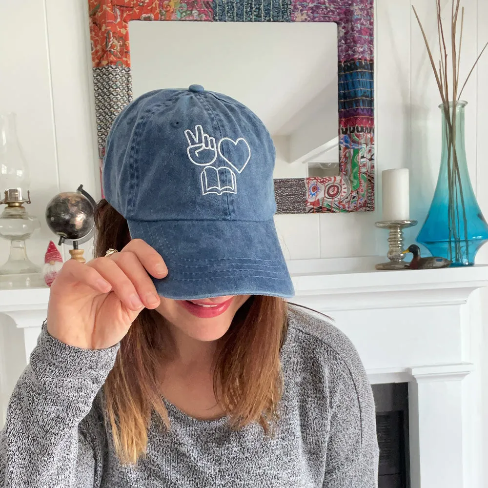 Peace, Love, Books Baseball Hat