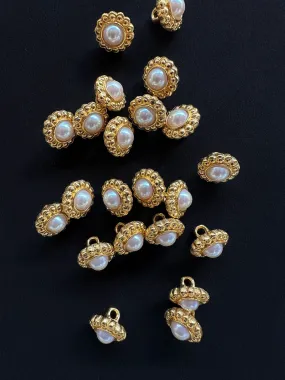 Pearl Floral Gold Shank Buttons