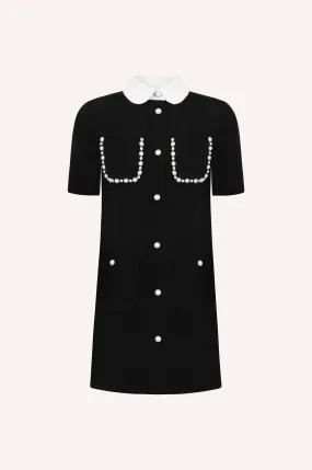 Pearl-Trimmed Patch Pocket Dress
