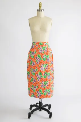 Pencil Skirt in Vintage Orange Floral