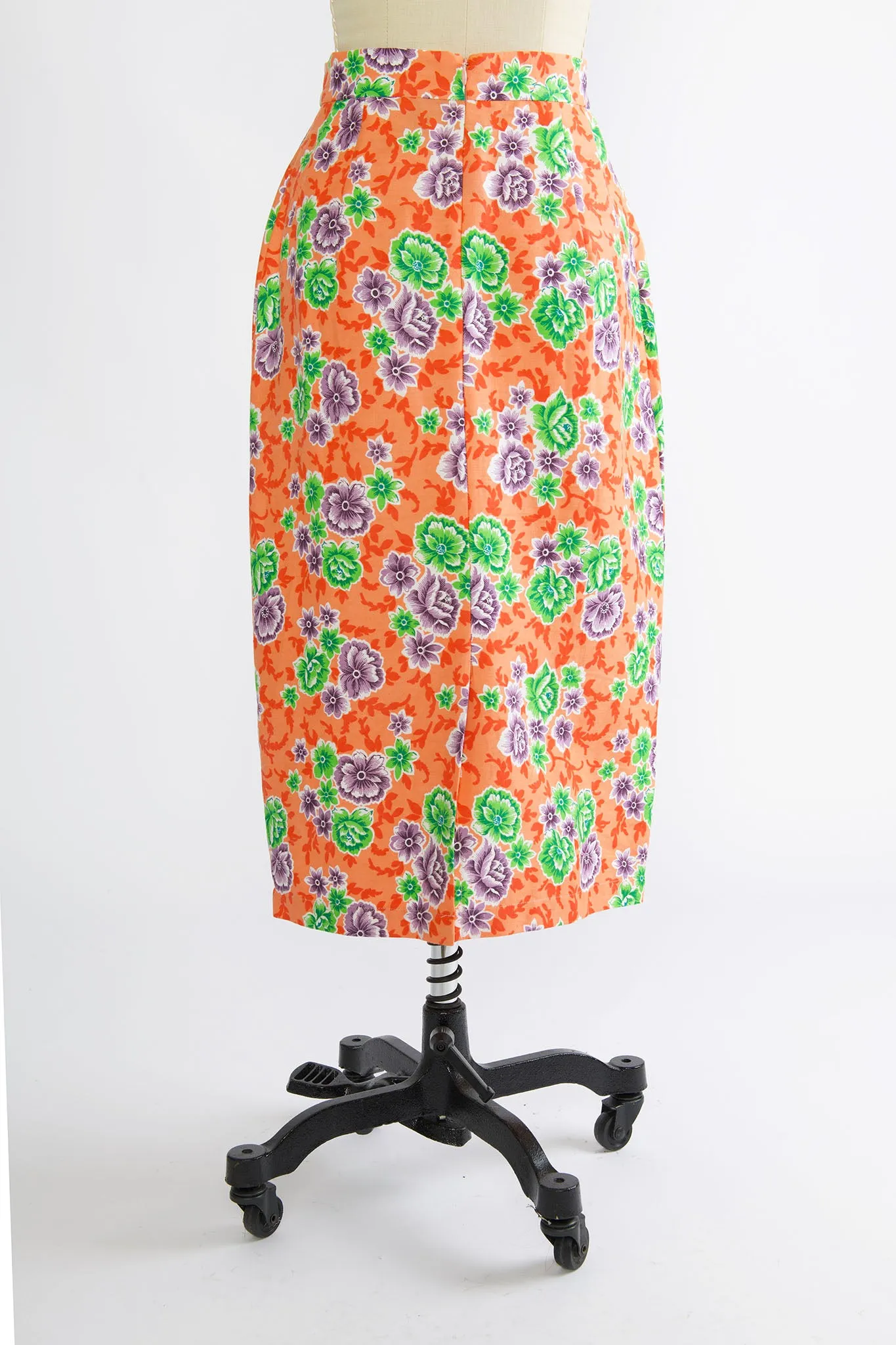 Pencil Skirt in Vintage Orange Floral