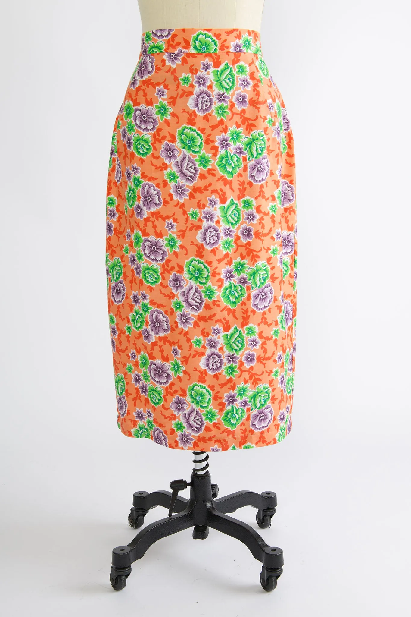 Pencil Skirt in Vintage Orange Floral