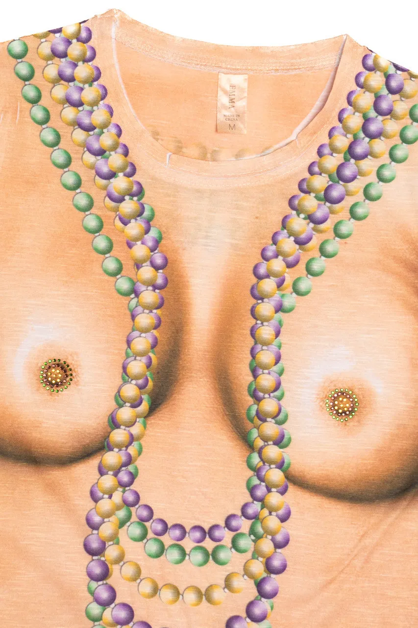 "New Orleans Mardi Gras" Beads Nude T-Shirt