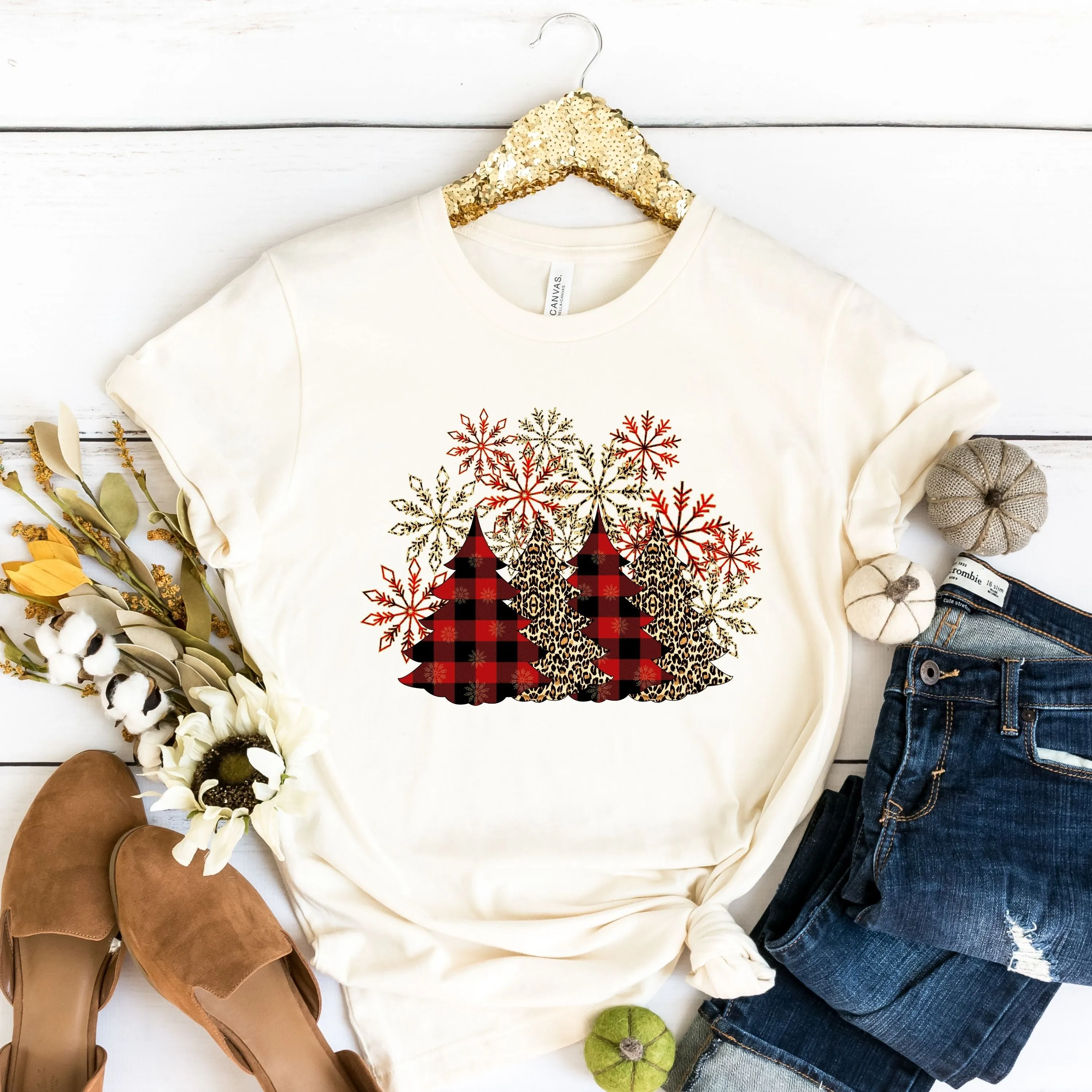 Red Plaid Christmas Trees T-Shirt - Unisex Fit