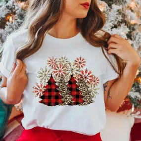 Red Plaid Christmas Trees T-Shirt - Unisex Fit