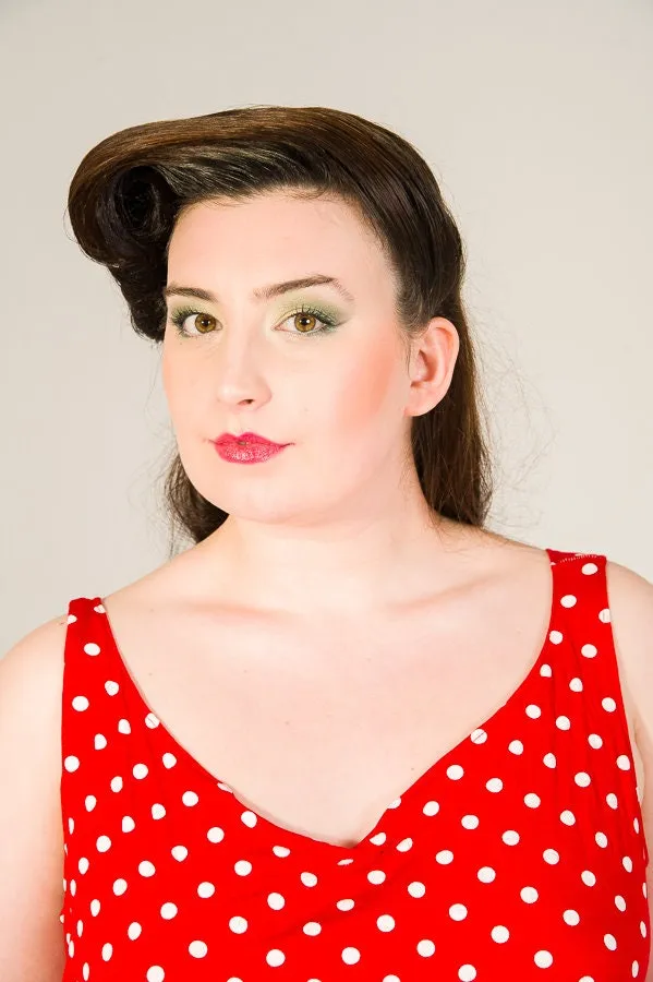 Red Polka Dot Maxi Retro Dress Up To UK16