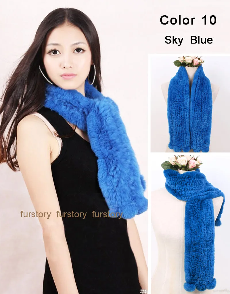 REX Rabbit Fur Scarf Wrap Cape Shawl Neck Warmer 9 Colors NEW Soft S/L FS050129