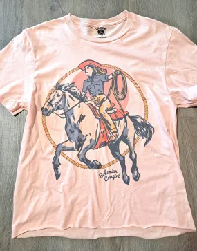 Ropin' Cowgirl Peach Rodeo T-Shirt - WS