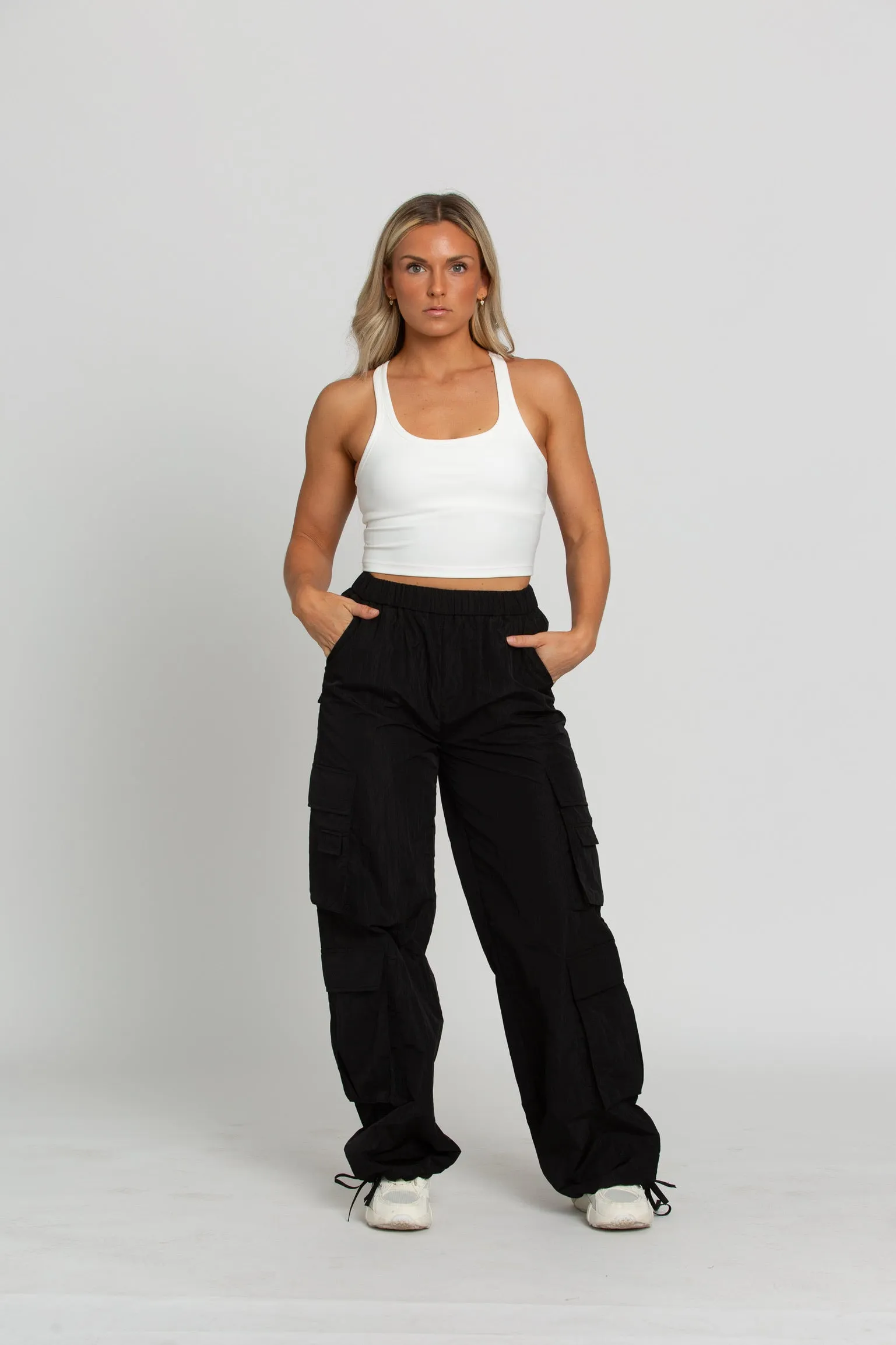 Shiny Black Parachute Pants