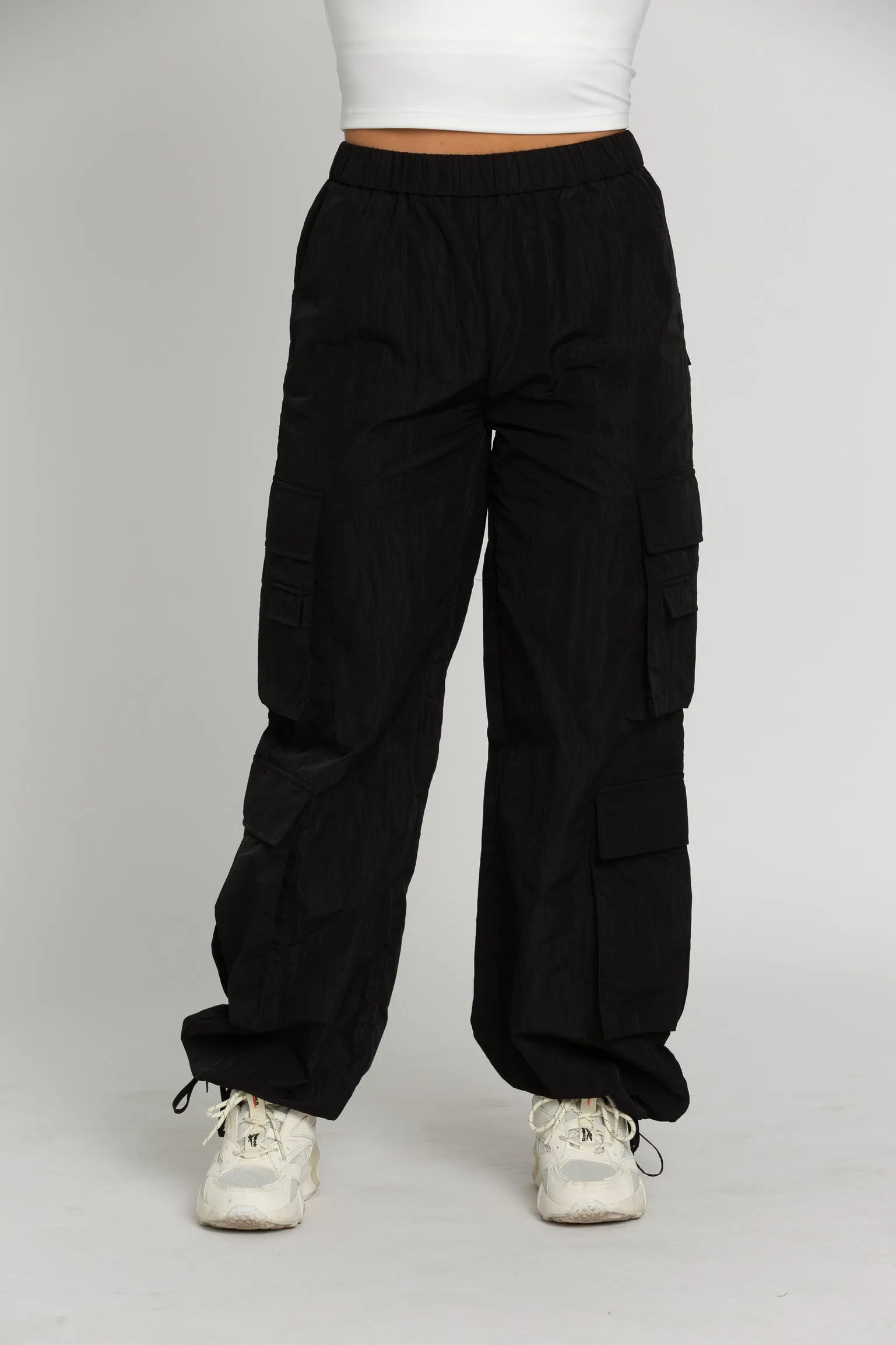 Shiny Black Parachute Pants